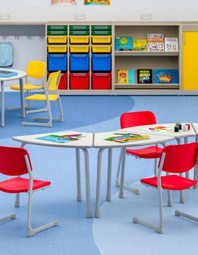 Imagem de sala de aula com móveis Metadil.