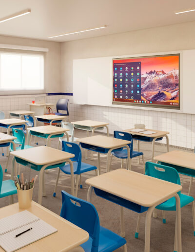 Sala de aula com móveis Metadil.