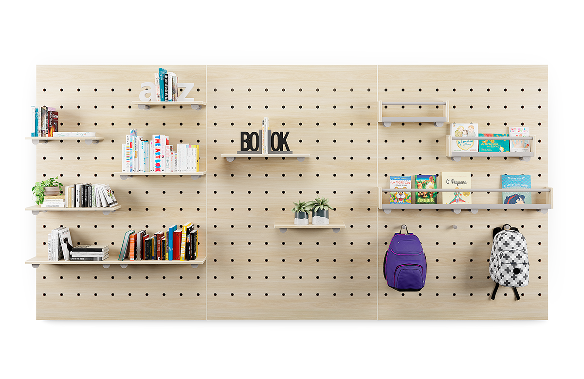 Parede perfurada Painel perfurado com livros